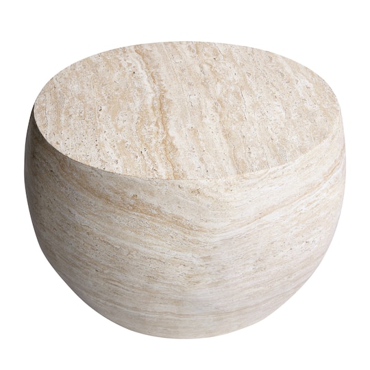 Empire Art Direct 25" Oval Travertine Stone Finish MGO Side Accent Table